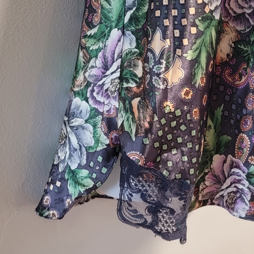 M VTG 80s Gold Label Victoria Secret Fairy Chemise Slip Dress Night Satin Floral - Picture 4 of 7